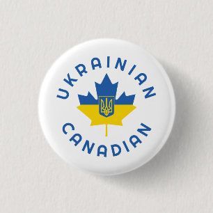 Canadian Ukrainian Roots 1 Inch Round Button