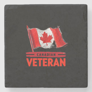 Canadian Veteran Digital Art Design Stone Coaster