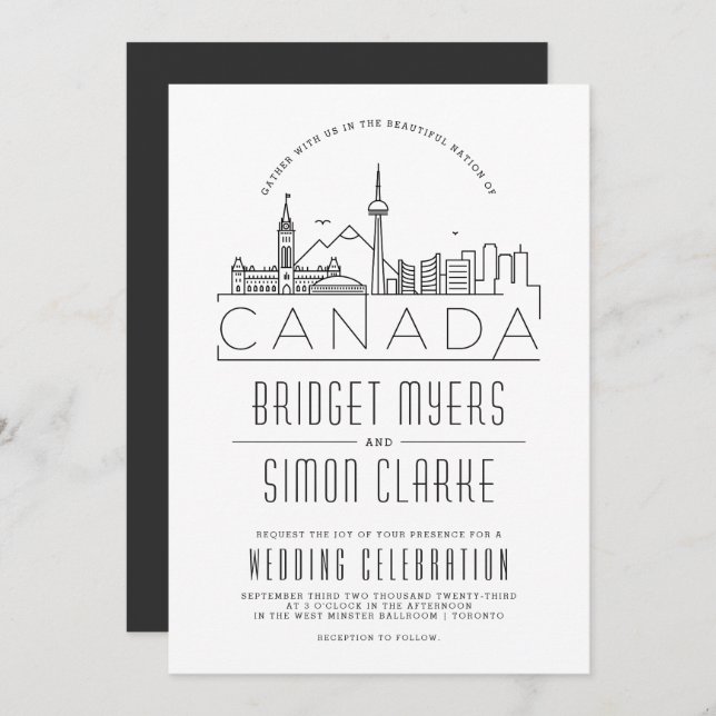 Canadian Wedding | Skyline Invitation (Front/Back)