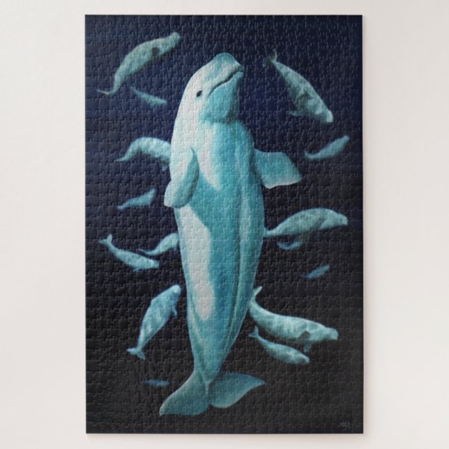 Canadian Whale Art Puzzles - Beluga Whales (Vertical)
