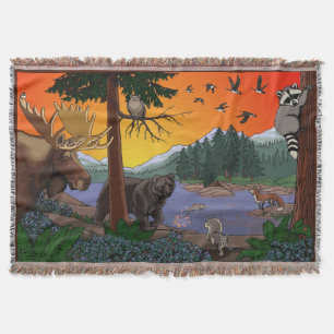 Canadian Wildlife Kid's Art Throw Blankets