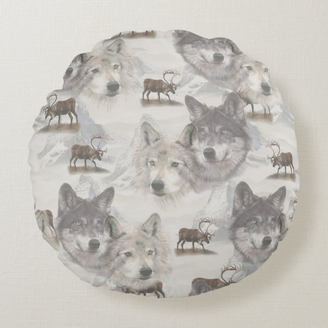 Canadian Wildlife Round Pillow (Front)