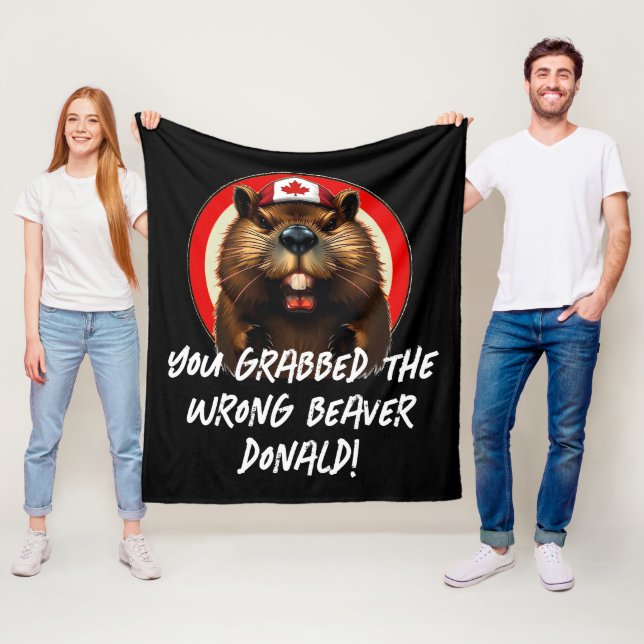 Canadian "Wrong Beaver  Donald" Trump Fleece Blanket (In Situ)
