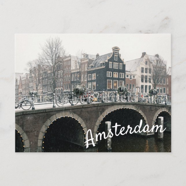 Canal à Amsterdam en hiver Carte postale (Devant)