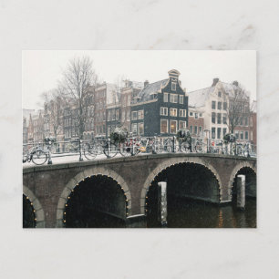 Canal à Amsterdam en hiver Carte postale