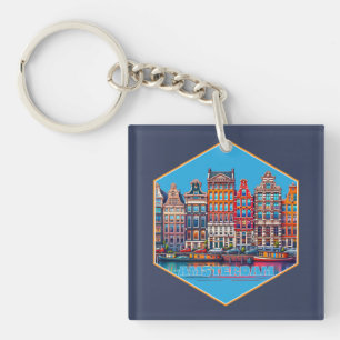 Canal Amsterdam Netherland Europe Keychain