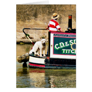 CANAL BOAT AND DOG CARD