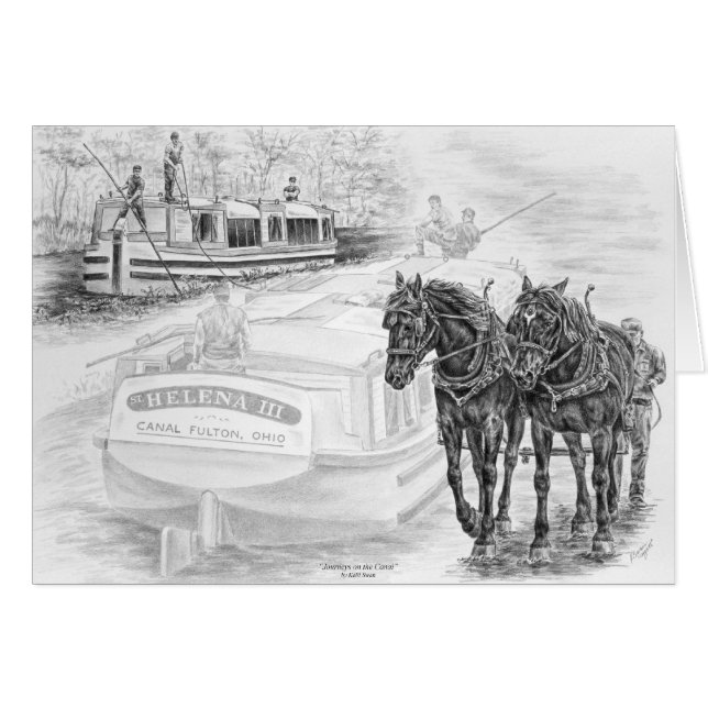 Canal Boat Brouillon Chevaux Mouille Art par Kelli (Devant horizontal)