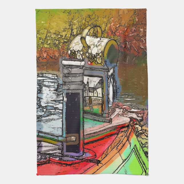 CANAL BOATS KITCHEN TOWEL (Vertical)
