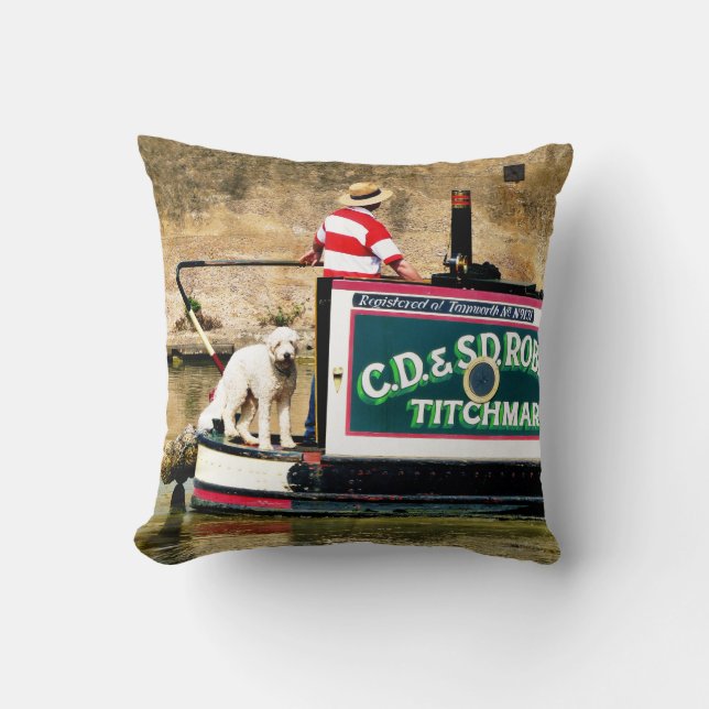 CANAL BOATS THROW PILLOW (Front)