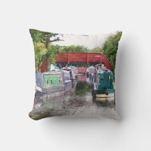 CANAL BOATS THROW PILLOW