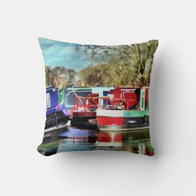 CANAL BOATS THROW PILLOW (Front)