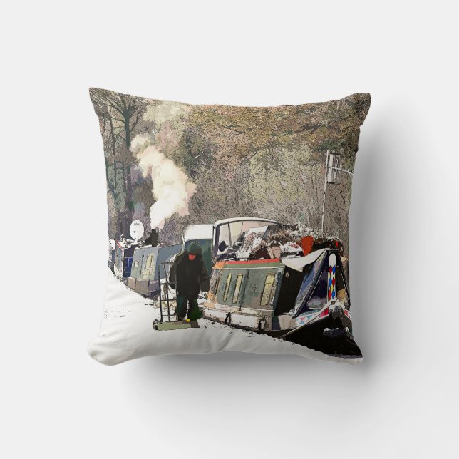 CANAL BOATS THROW PILLOW (Front)