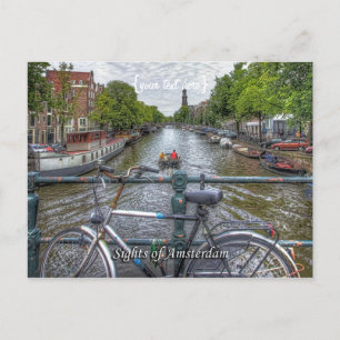 Canal Bridge View and Bike, Sights of Amsterdam Postcard