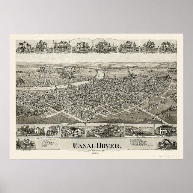 Canal Dover, OH Panoramic Map - 1899 Poster (Front)