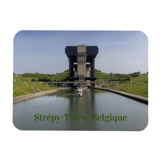 Canal du Centre and Boat Lift, Belgium Magnet (Horizontal)