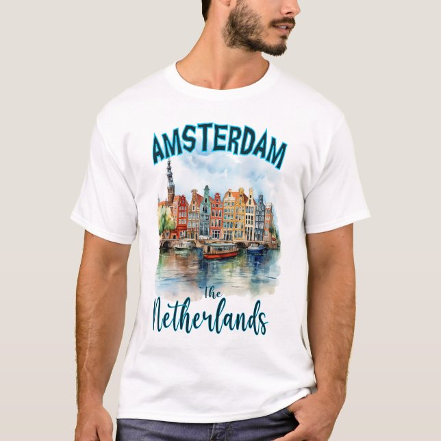 Canal Houses in Amsterdam: The Netherlands T-Shirt (Front)