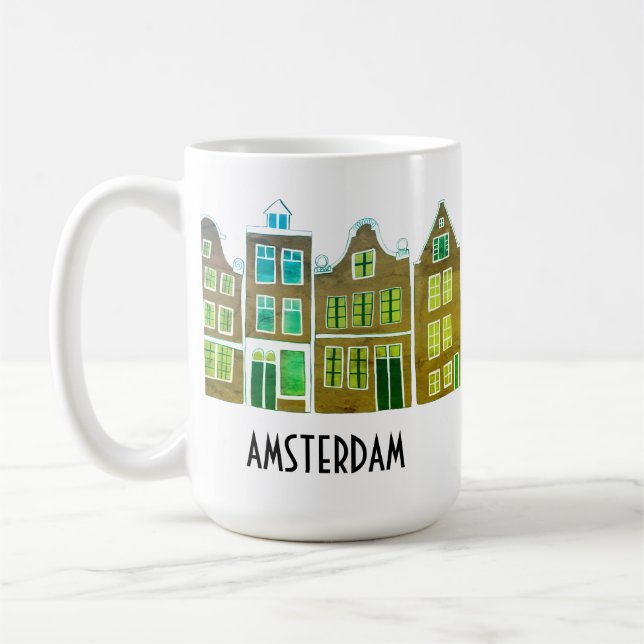 Canal Houses Row Amsterdam Holland Dutch Travel Coffee Mug (Left)