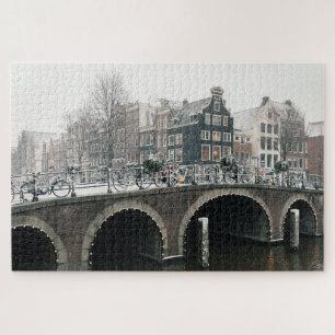 Canal in Amsterdam in winter Jigsaw Puzzle