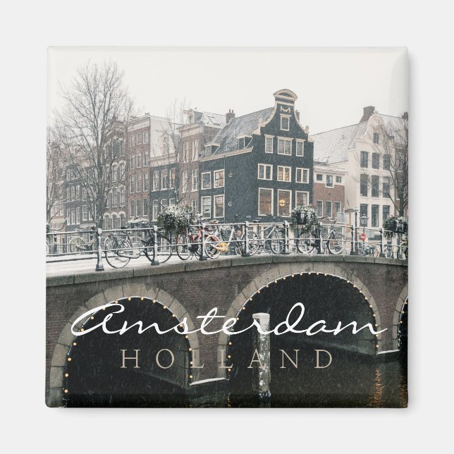 Canal in Amsterdam in winter Magnet (Front)