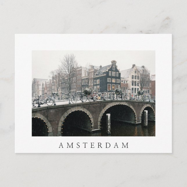 Canal in Amsterdam in winter Postcard (Front)