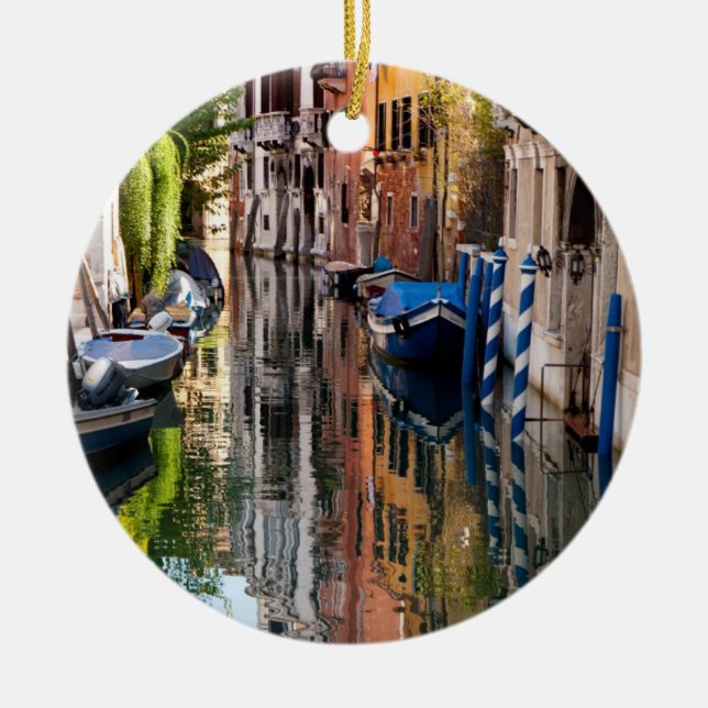 Canal in the Morning Ceramic Ornament (Front)