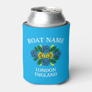 Canal Narrowboat Blue Roses Boat Name Can Cooler
