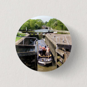 CANAL NARROWBOATS 1 INCH ROUND BUTTON