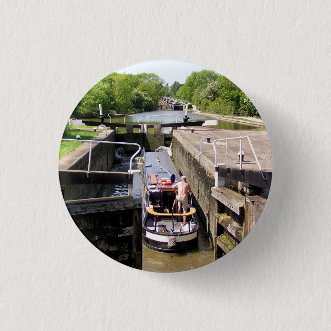 CANAL NARROWBOATS 1 INCH ROUND BUTTON (Front)