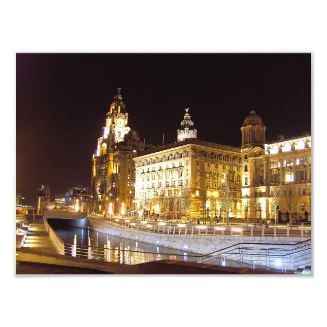 Canal & Three Graces, Pier Head, Liverpool, UK Photo Print (Front)