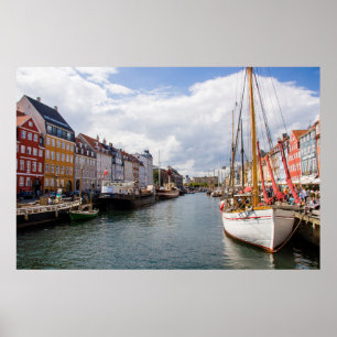 Canal with Boats Copenhagen Poster