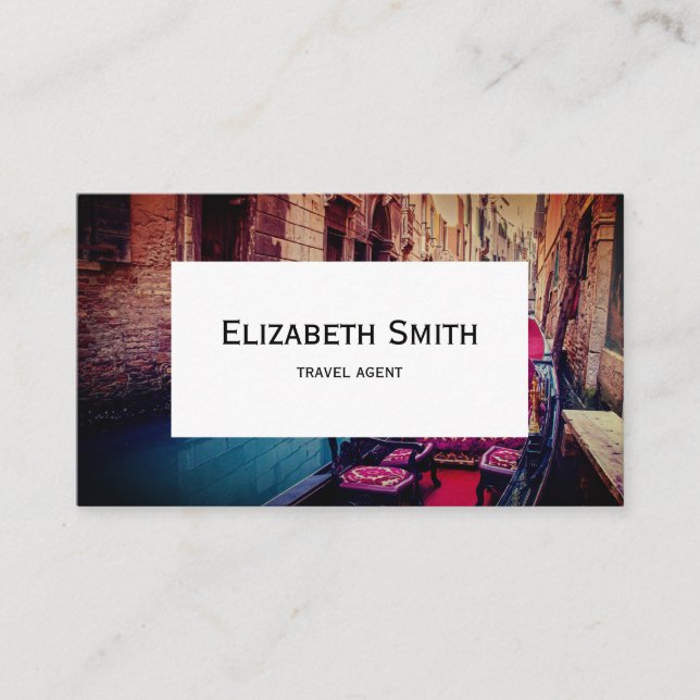 Canal with traditional gondola in Venice, Italy Business Card (Front)