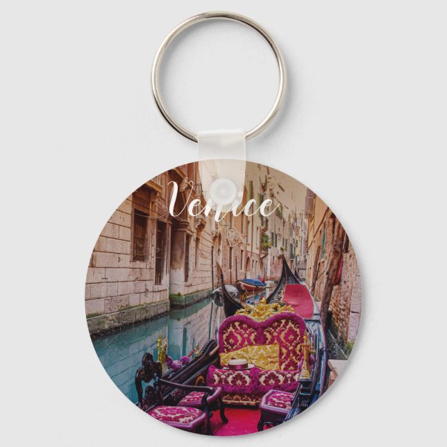Canal with traditional gondola in Venice, Italy Keychain (Front)