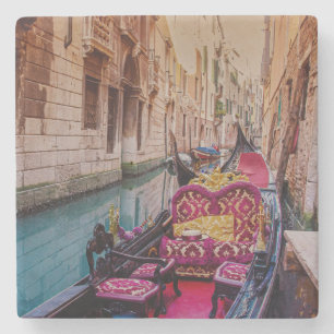 Canal with traditional gondola in Venice, Italy Stone Coaster