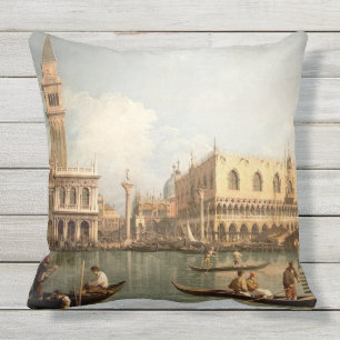 Canaletto - View of the basin of San Marco Venice Outdoor Pillow