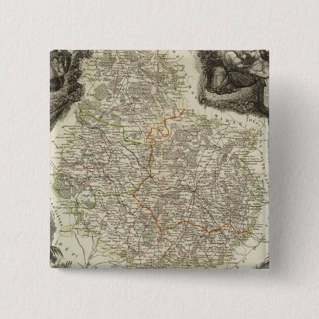 Canals and roads 2 inch square button (Front)