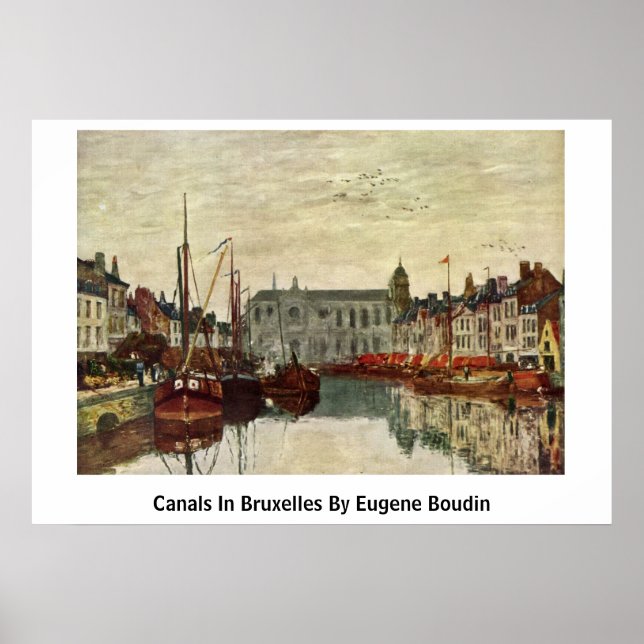 Canals In Bruxelles By Eugene Boudin Poster (Front)