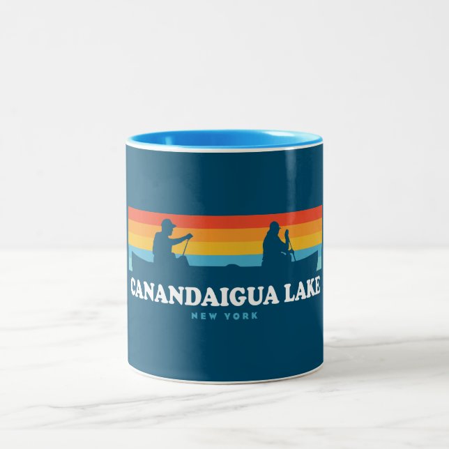 Canandaigua Lake New York Canoe Two-Tone Coffee Mug (Center)