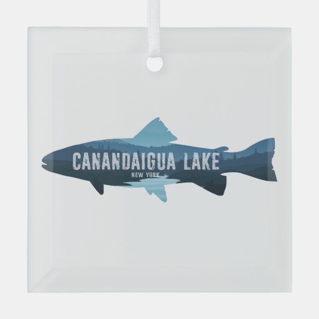 Canandaigua Lake New York Fish Glass Ornament (Front)