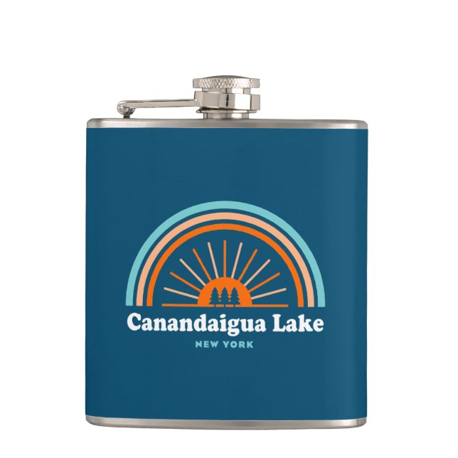 Canandaigua Lake New York Rainbow Hip Flask (Front)