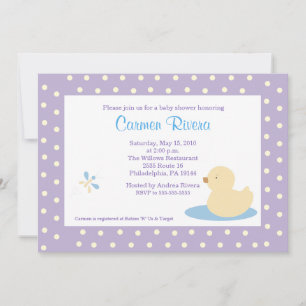 Canard à canard (pourpre) Invitation Baby shower 5