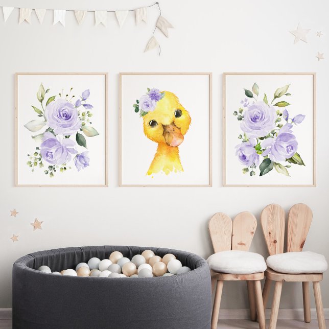 Canard, Animaux de ferme, Fleurs violettes, Neutre (Créateur téléchargé)