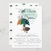 Canard avec parapluie Baby shower Invitation plat