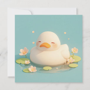 Canard blanc dans une carte postale d'étang floral