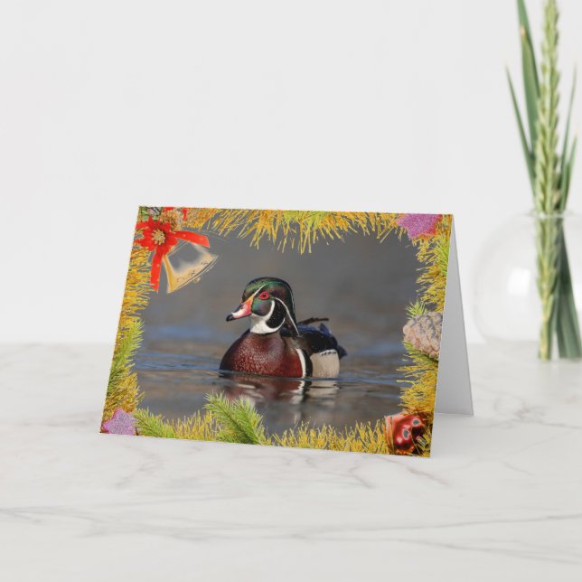 Canard branchu sur une carte de Noël (Devant)