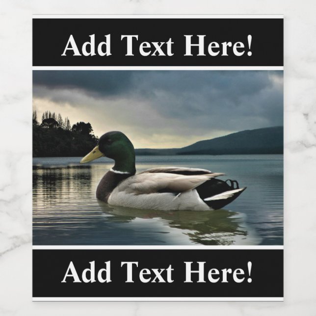 Canard De Mallard Sur Le Étiquette Du Vin Du Lac (Étiquettes simples)