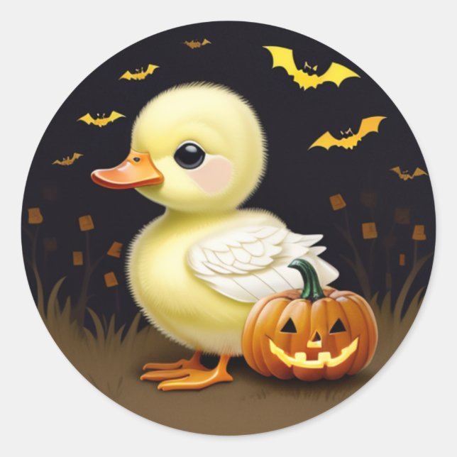 Canard d'Halloween avec Sticker Citrouille (Devant)