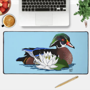 Canard en bois coloré nénuphar faune bleu