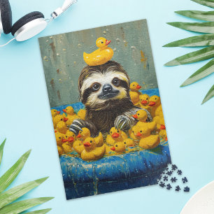 Canard en caoutchouc de paresseux drôle Puzzle de 