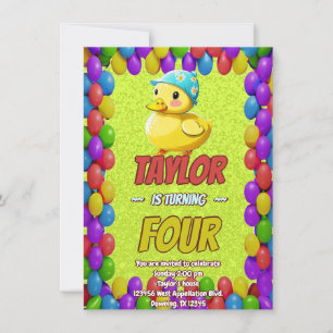 Canard en Caoutchouc Mignon Invitation d'Anniversa